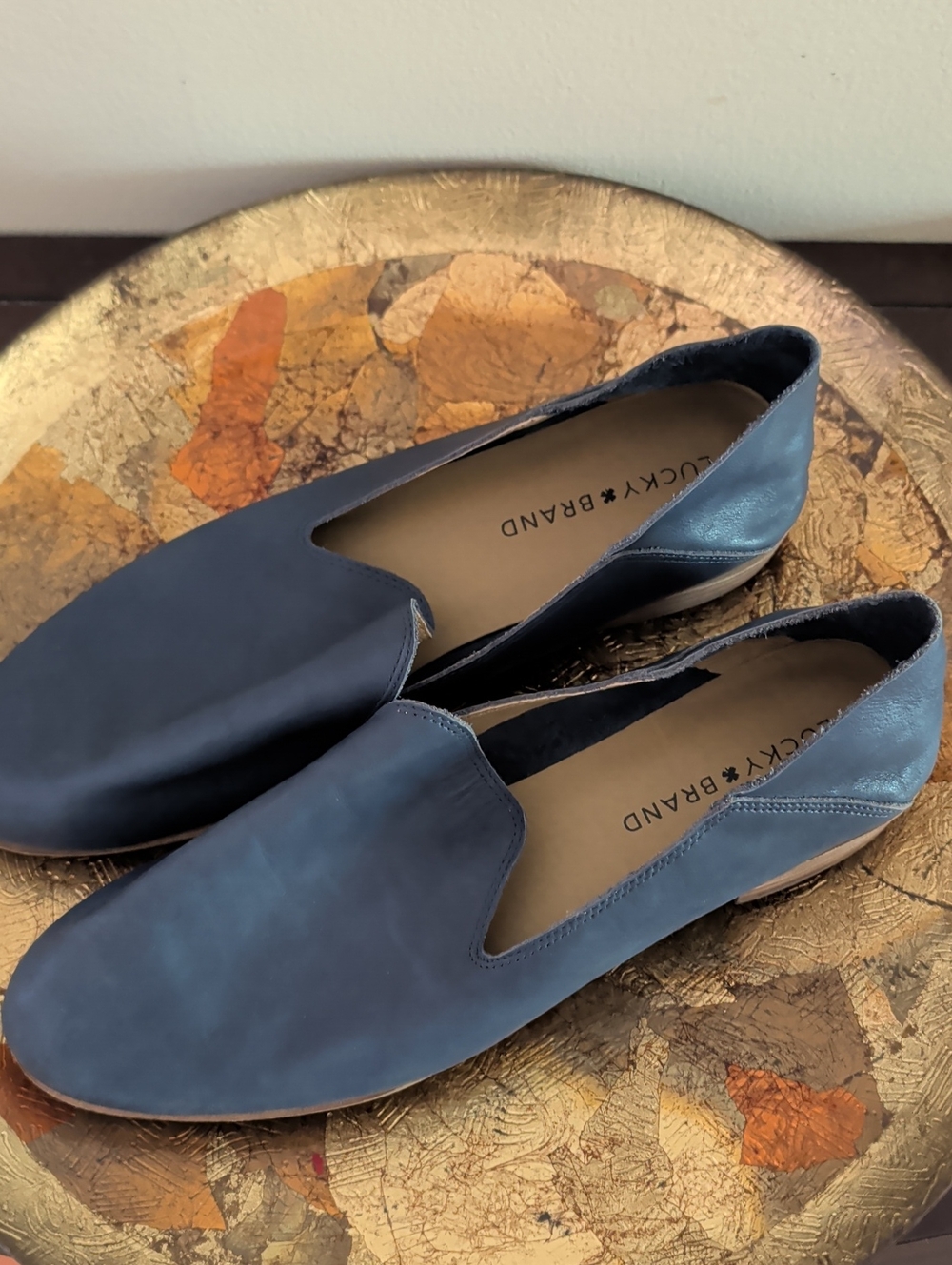 Lucky Brand Women's Blue Leather Slip-On Loafers